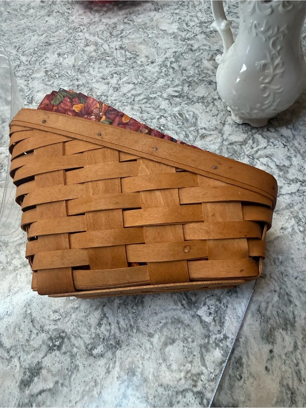 Longaberger Vegetable Basket with Fall Floral Liner and plastic protector